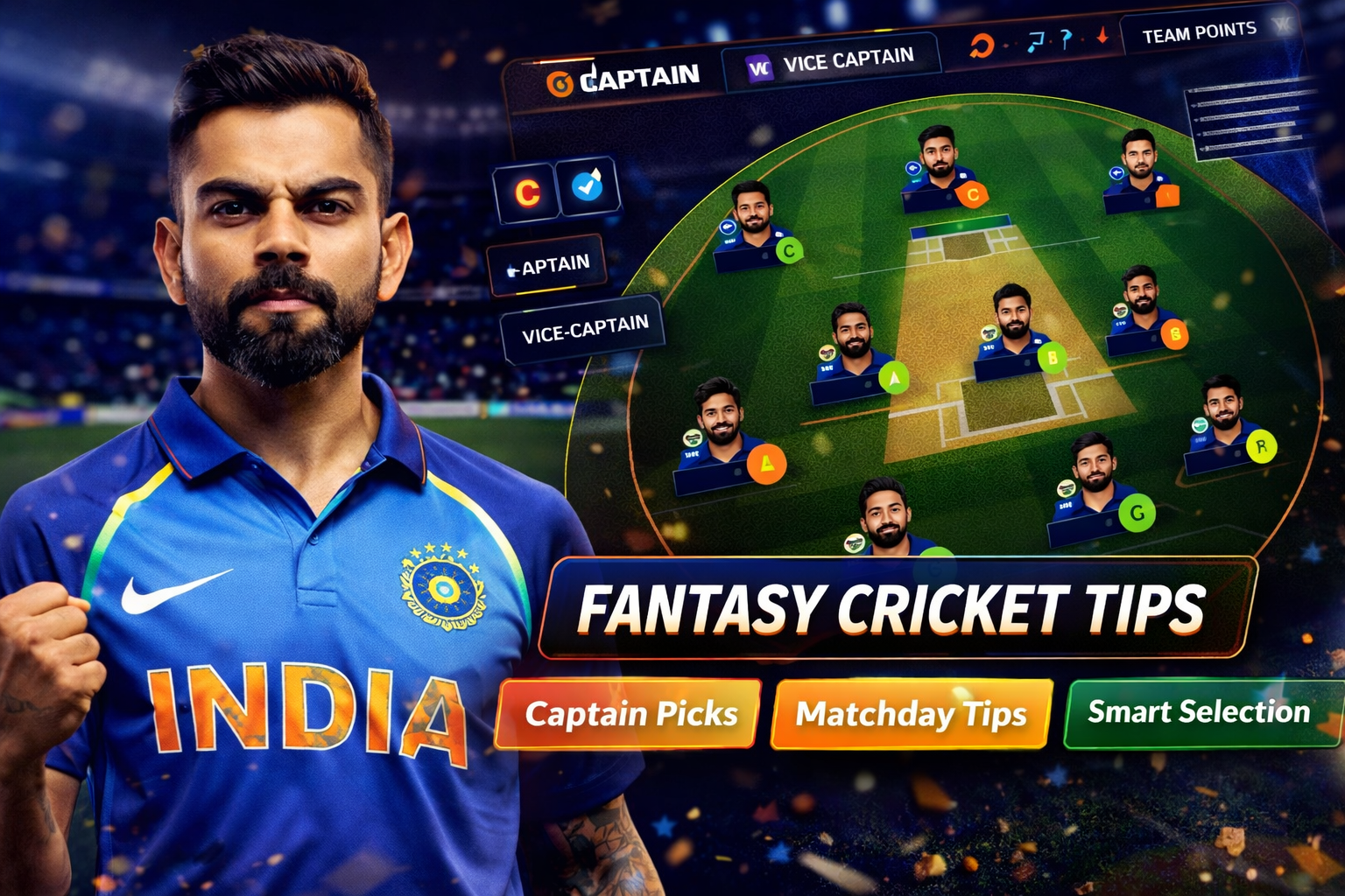 Come App Max role based fantasy cricket checklist